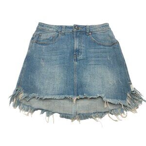 One Teaspoon Womens High Waist Distressed Denim Mini Skirt Size 27